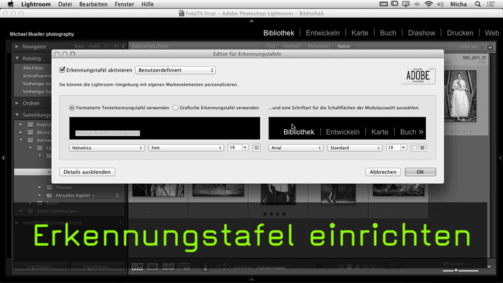 Video Tutorial Zum Einrichten Der Erkennungstafel In Lightroom 4