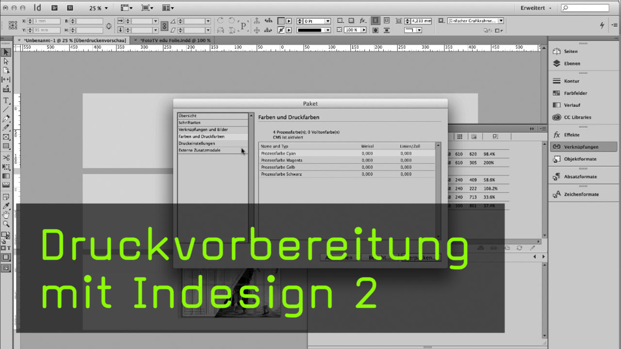 Video Lektion No 2 Der Druckvorstufe Workflow Mit Indesign Cc